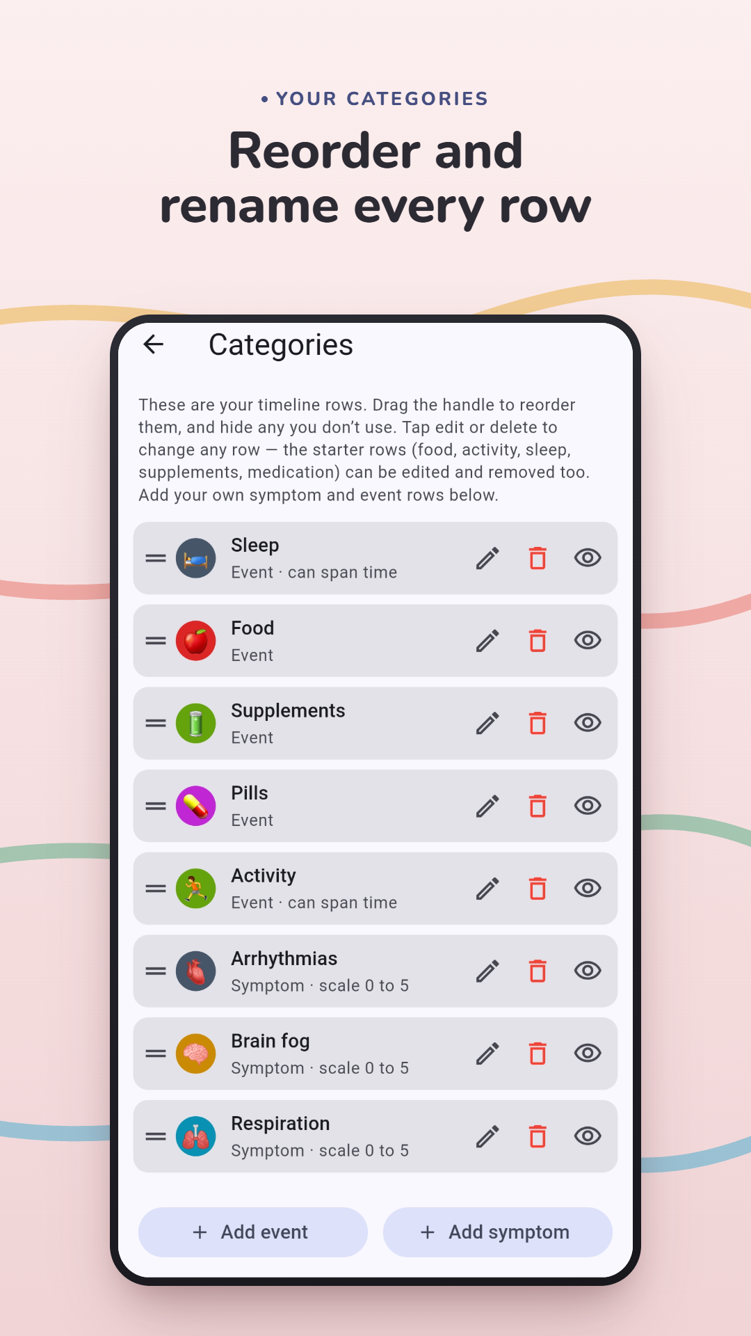 Reordering and renaming the tracking categories