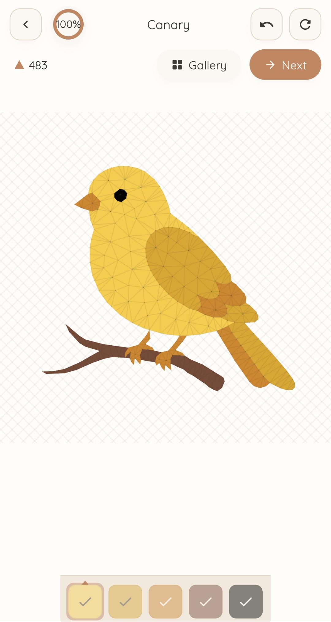 Low-poly canary bird on a branch
